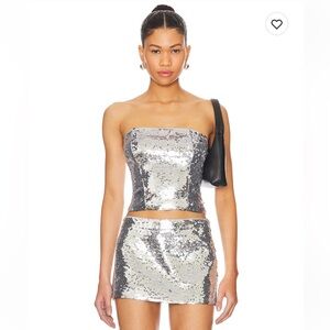 Guizio brand NWT silver sequin top xsmall